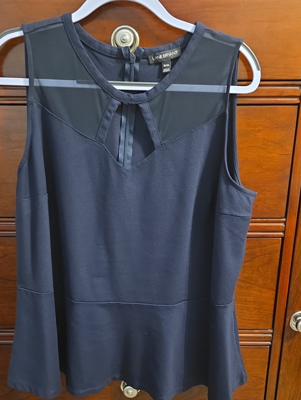Lane Bryant Navy Mesh Yoke Swing Tank